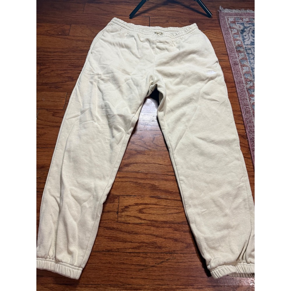 The North Face Mens Fleece Jogger Sweatpants Cream Off-White Large L